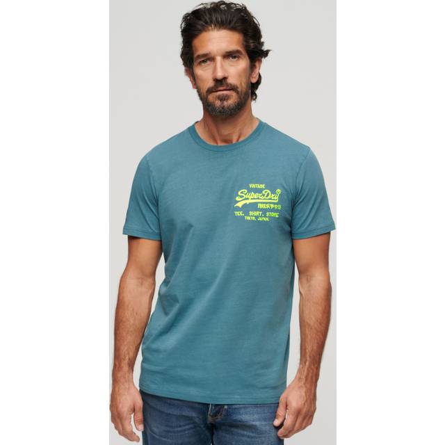 Superdry Neon Vintage Logo T-Shirt, Blue