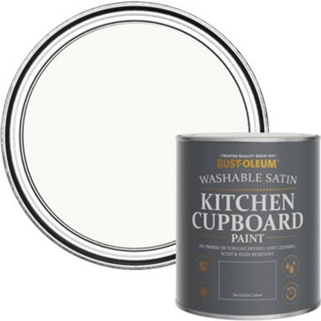 Rust-Oleum Washable Satin Finish Kitchen Cupboard Paint In Still &Ndash; 750 Ml Tin - White