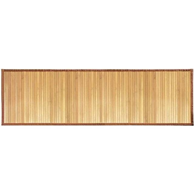 iDesign Bambu golvmatta, lång badmatta gjord av naturlig bambu, miljövänlig matta gjord för badrum, kök och hall, ljusbrun, 53 x 152 cm, Nautral