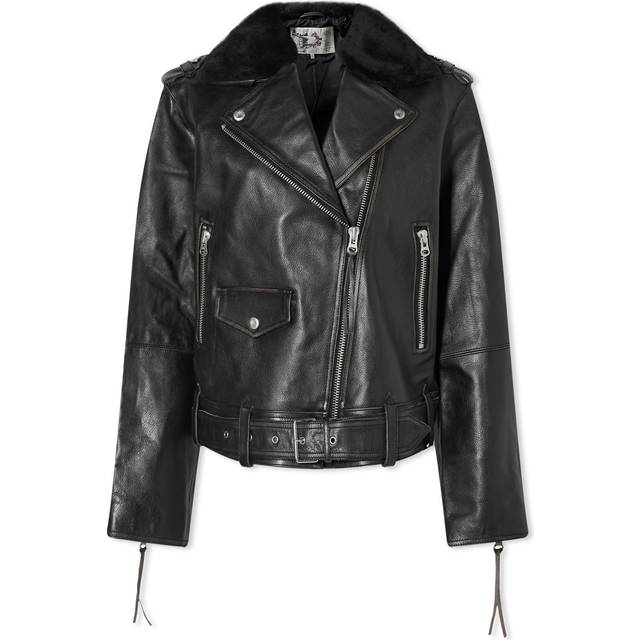 Nudie Jeans Greta Biker Leather Jacket Black Women's Organic Jackets Medium Sustainable Clothing (Medium)