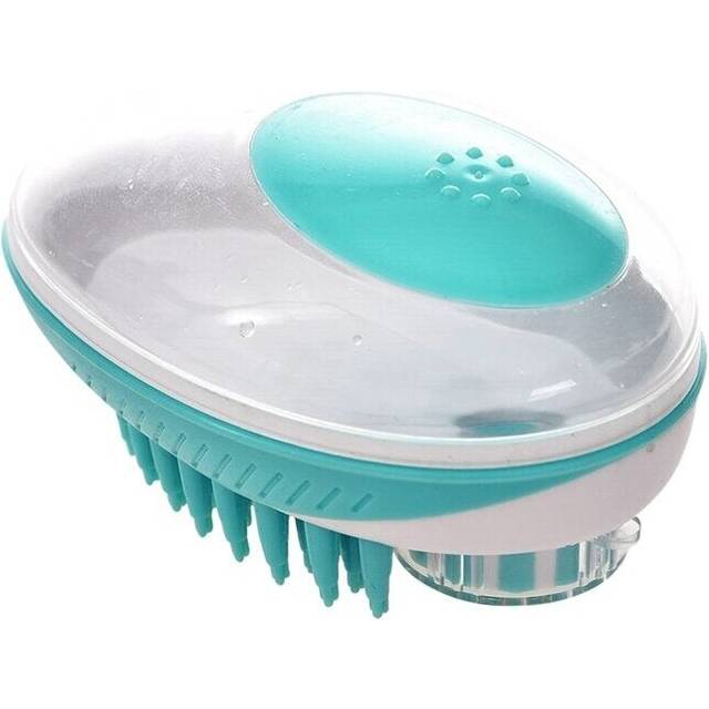 (Green) Multifunction Cleaning Comb Cat Soap Rubber Pet Bath Brush Dogs Grooming Tools Shampoo Dispenser