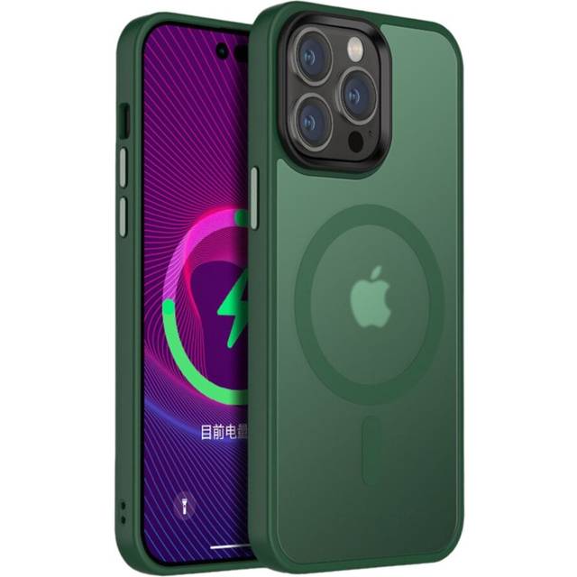 Case for iphone 14 plus 15 plus cangling green smart charging silicone case
