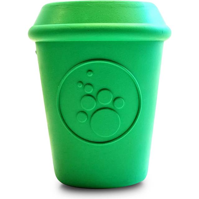 Sodapup Coffee Cup Treat Dispenser Durable Rubber Chew Dog Toy - Green - Large