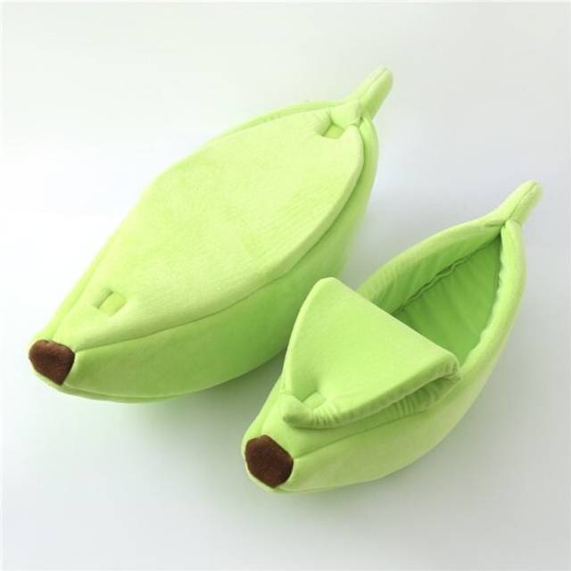 (Light Green, XL For 11-44 lbs) Funny Banana Cat Bed House Cute Cozy Cat Mat Beds Warm Durable Portable Pet Basket