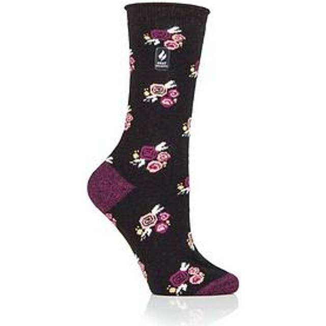 Ladies Ultra Lite Murcia Floral Socks - Black