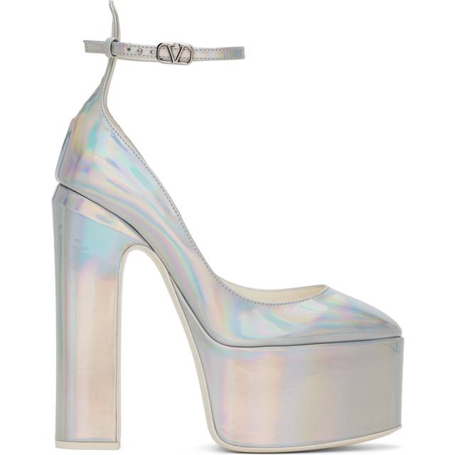 Valentino Garavani Silver Tan-Go Platform Heels - S13 Silver - IT 40