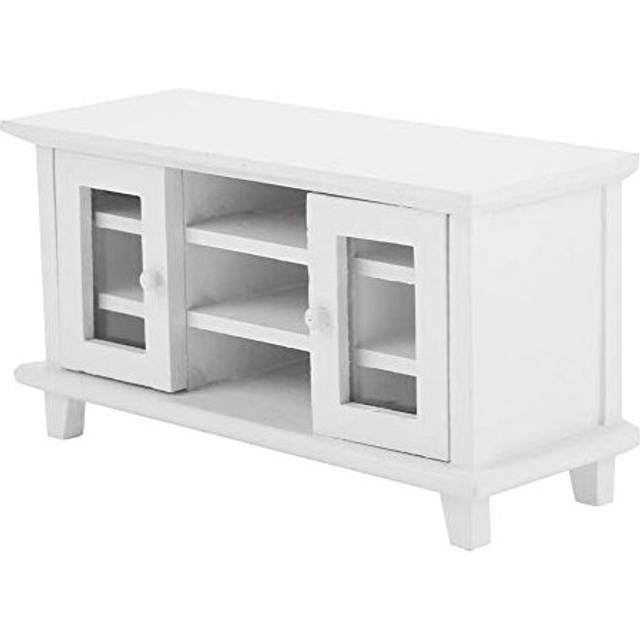 1:12 Dollhouse Wooden TV Cabinet Miniature Dolls House Living Room Furniture Dollhouses Decoration Ornaments Accessories with Double Open Doors for