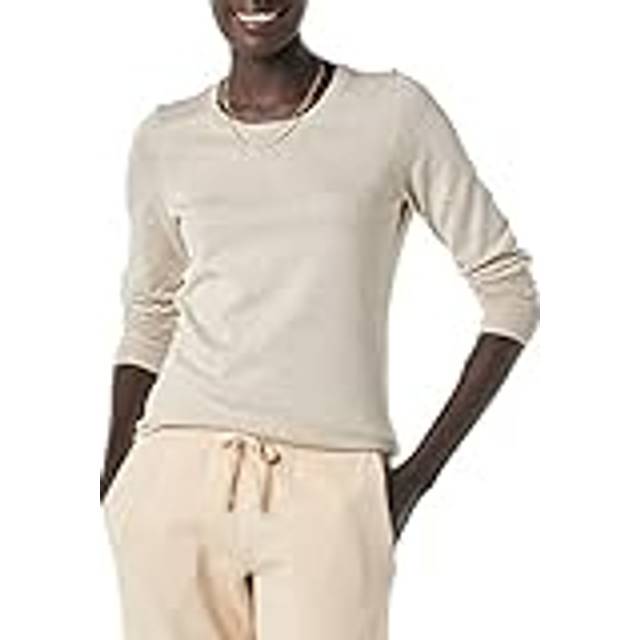 Amazon Essentials Women's Long-Sleeve Lightweight Crewneck Sweater Available in Plus Size  Oatmeal Heather  Large