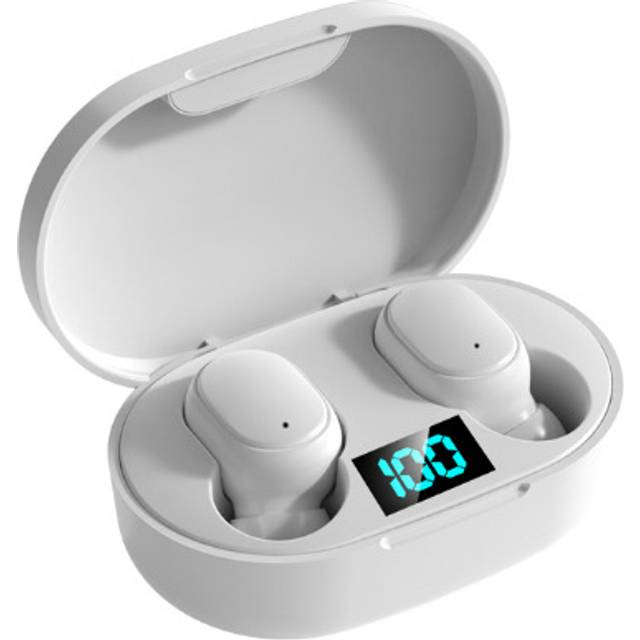 (a-White) E6S TWS Bluetooth Earphones Power Bank LED Display Headphone Wireless Stereo in-Ear Portable Audio Video Sports Earbuds Headsets