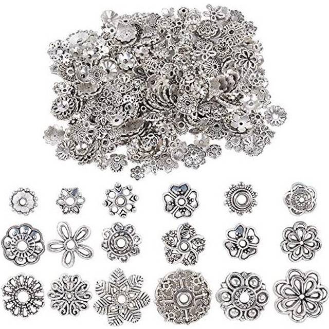 200pcs Silver Spacer Beads - 100g Mixed Spacers Tibetan Spacer Beads for DIY Bracelets Necklaces Jewelry Making