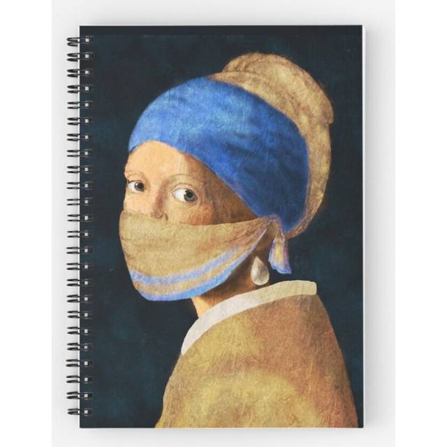 Spiral Notebook Girl with a Pearl Earring and DIY Face A5 120 Pages