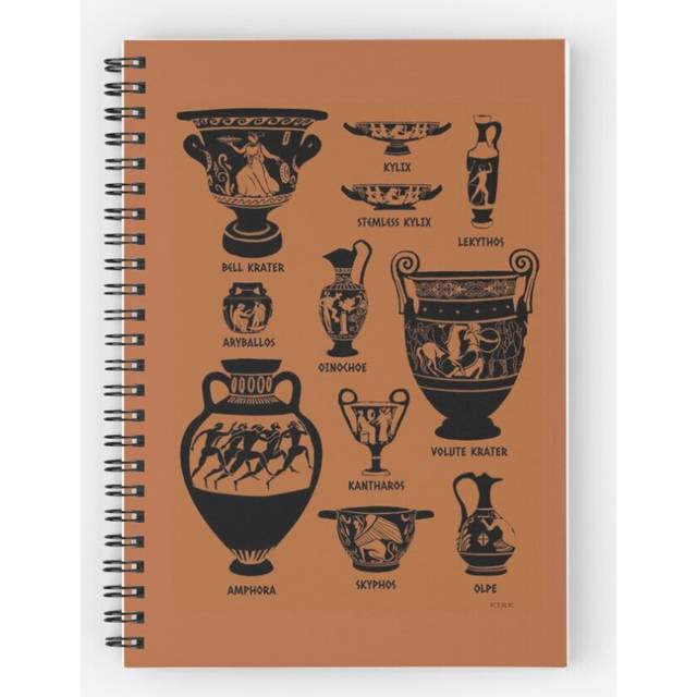 Spiral Notebook Ancient Greek Pottery Silhouette A5 120 Pages