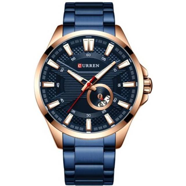 Veile Studios 8372 Men's Large Dial Water Resistant Quartz Watch Simple Calendar Lapis Blue Watches
