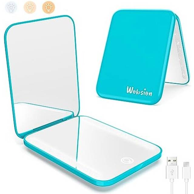 Compact Mirror with Light Rechargeable, 1x/3x Magnifying Led Travel Makeup Mirror, Handheld 2-Sided Pocket Mirror, Small Portable Mirror for