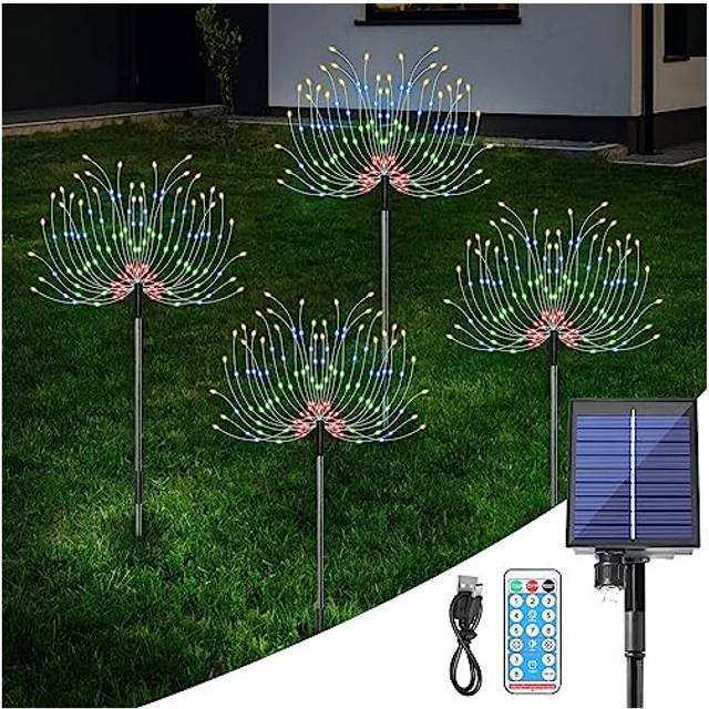 Solar Firework Lights 4X120 LED Outdoor Garden Lights Fairy LED Lights for Patio Lawn Backyard Christmas Decorations