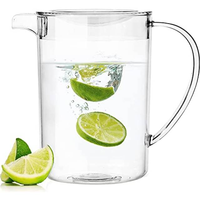 Youngever Re-usable Plastic Pitcher Jug with Lid, Clear Plastic 2L 2L