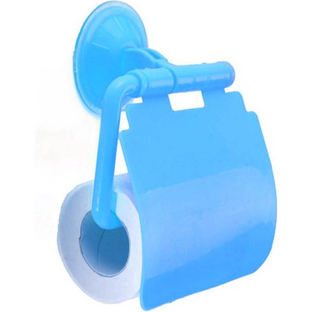 (a-blue) Wall Mounted Toilet Paper Holder Shelf Tissue Rack Plastic Toilet Roll Paper Tray Paper Towel Rack Home Sucker Bathroom Holders