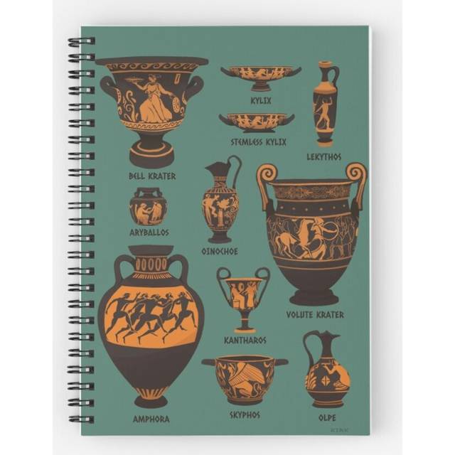 Spiral Notebook Ancient Greek Pottery A5 120 Pages
