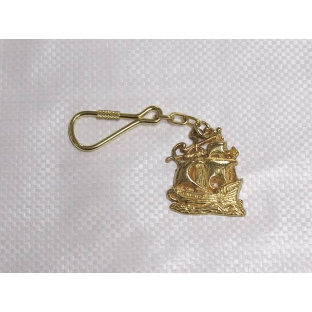 Sailing Ship Keyring, Brass - Key Ring / Gift / Novelty / Souvenir / Marine