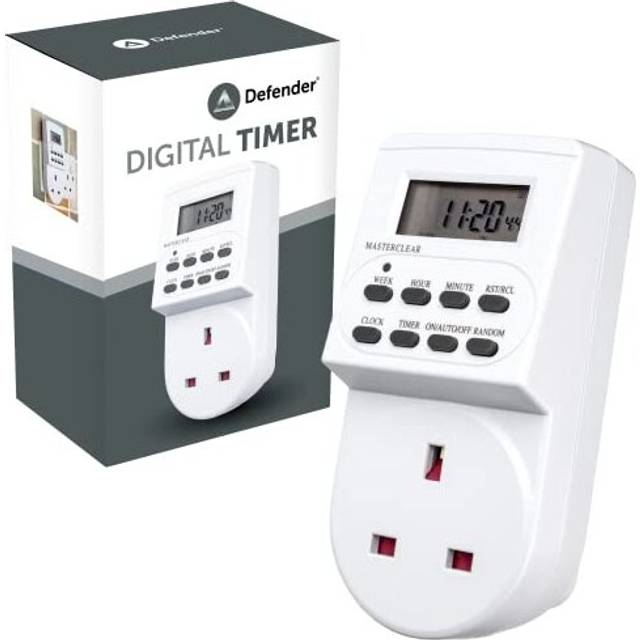 24 Hour Digital Timer Plug - Electric Switch Energy Saver Timer Standard Size - Digital Plug-in Timer Socket - 240v 3 Pin Plug with Programmable Time