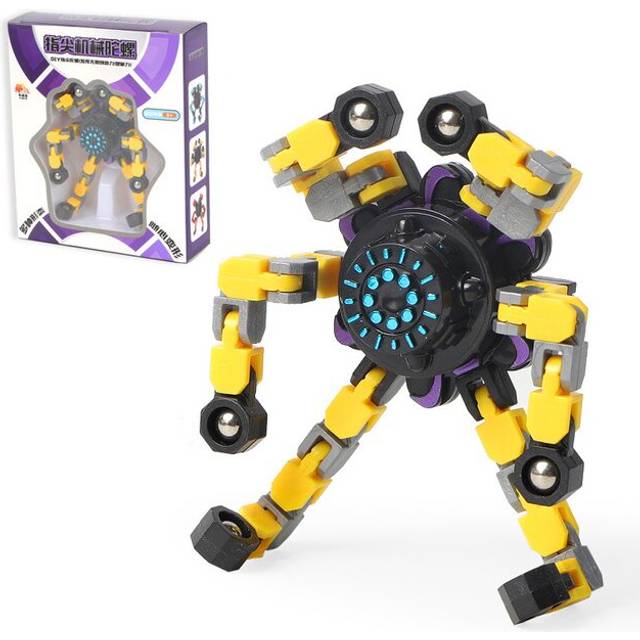 (Yellow) Deformed Fidget Spinner Chain Toys - Antistress Hand Spinner, Stress Relief for Children and Adults, Fidget Sensory Gyro Gift