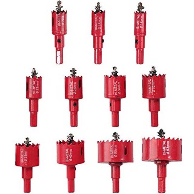 Hole Saw 11 PCS Hole Cutter HSS Center Drill Bits Set Spring Drill Hole Cutters 15-50MM Saw Set Stainless High Speed