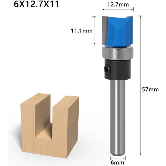 (6*1/2*11) 1/4inch/6mm Shank Flush Trim Router Bit Pattern Bit Top Bottom Bearing Blade Template Wood Milling Cutter Carpenter
