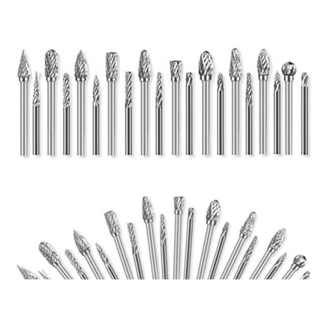 Carbide Burr Set,1/8inch(3mm) and 1/4inch(6mm) Head Length,for Woodworking,Engraving,Metal Engraving,Drilling,Polishing