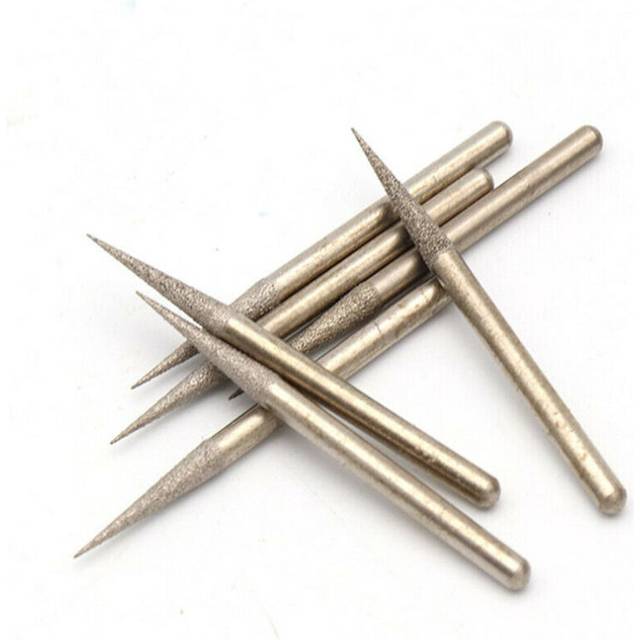 1/5/10PCS 2.1/3mm  Brazing Diamond Burr Bit Grinding Point for Dremel Engraving Glass Tool