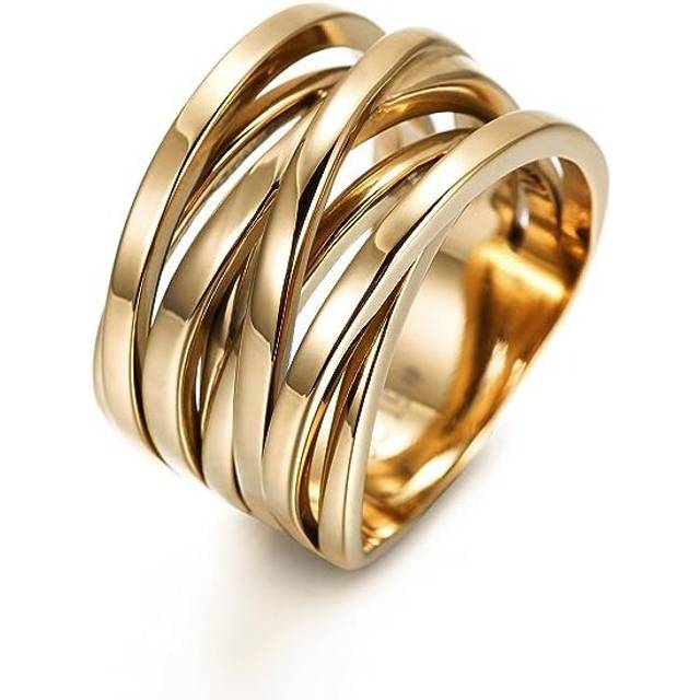 Intertwined Ring Enhancers for Women Statement  Ring Silver Gold Rose Gold Plated Ring Engraving Customized Personalized(6-Gold)