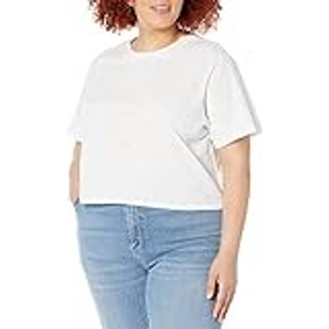 The Drop Women's Sydney Short-sleeve Cropped Crew Neck T-shirt  White