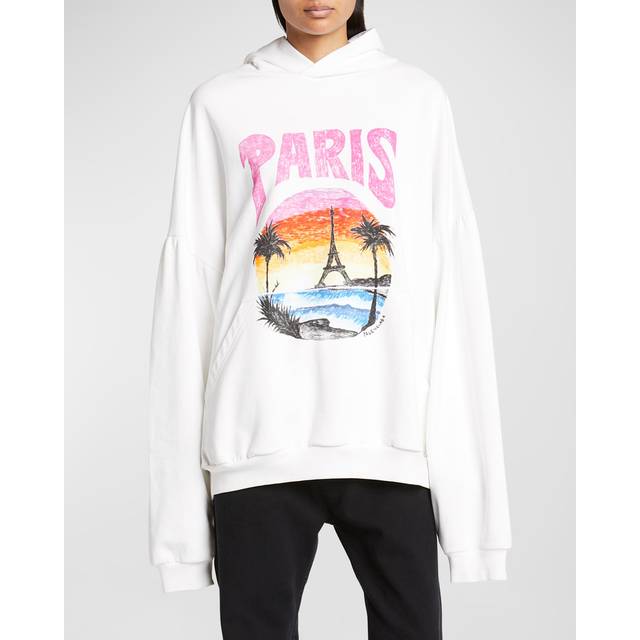 Tropical Paris Oversized Hoodie - 9601 WHITE/PINK - 2