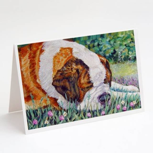 Saint Bernard Naptime Greeting Cards and Envelopes Pack of 8