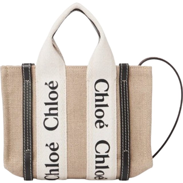 Chloe Womens White/blue Woody Mini Cotton-canvas Tote Bag - WHITE/BLUE