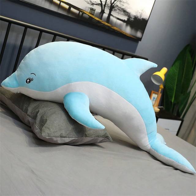 Kawaii Dolphin Plyschleksaker Härliga stoppade mjuka djurkudde Dockor Sovkudde Födelsedagspresent Julklapp Vissa delar skickas slumpmässigt,Barnplysch - Babyblå (30 cm/11,8 tum,50 cm/19,68 tum)