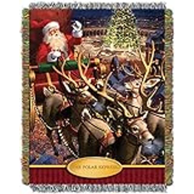 "Northwest Polar Express Woven Tapestry Throw Blanket  48"""""""" x 60""""""""  Santa Flight"