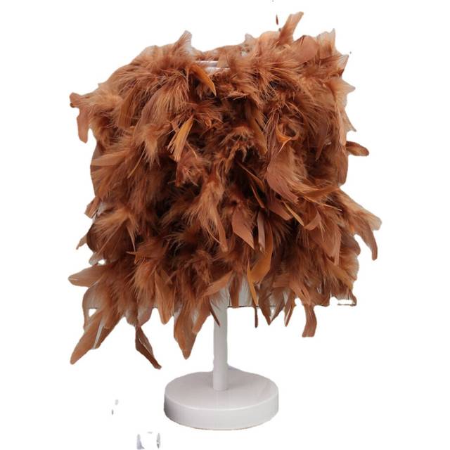 (Coffee) Colorful Feather Shade Table Lamp Bedside Desk Lamp Night Light Home Decor Gifts