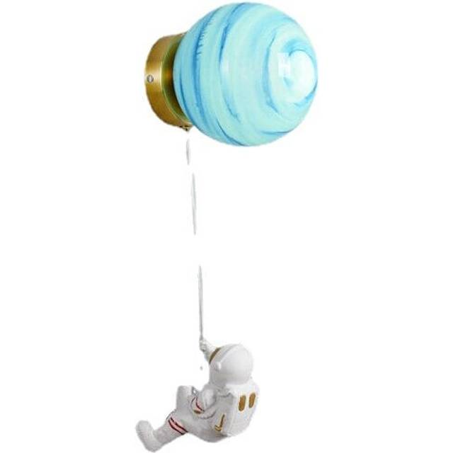 (Planet Lampshade) Moon Wall Lamp Modern Simple Creative Astronaut Cartoon Wall Lights 3-Level Dimming Suitable For Children's Room
