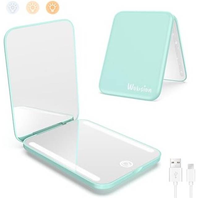 Compact Mirror with Light Rechargeable, 1x/3x Magnifying Led Travel Makeup Mirror, Handheld 2-Sided Pocket Mirror, Small Portable Mirror for