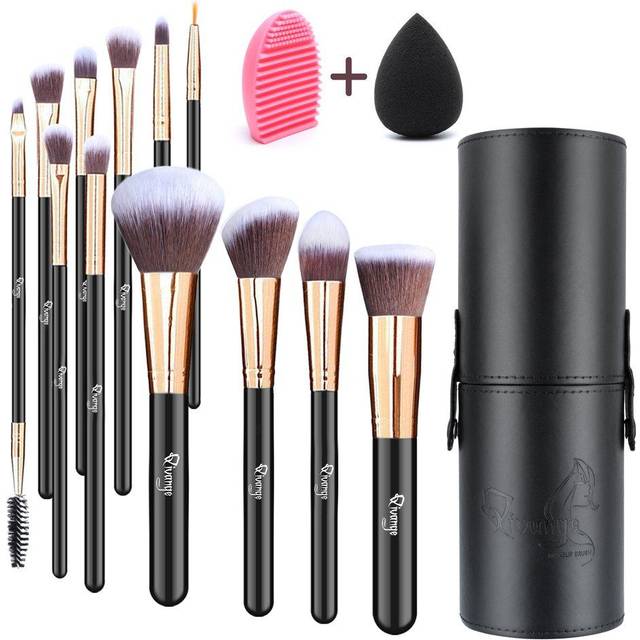 Womens 12 Pcs Professional Makeup Brush Set with Makeup Tool - Metallics - One Size