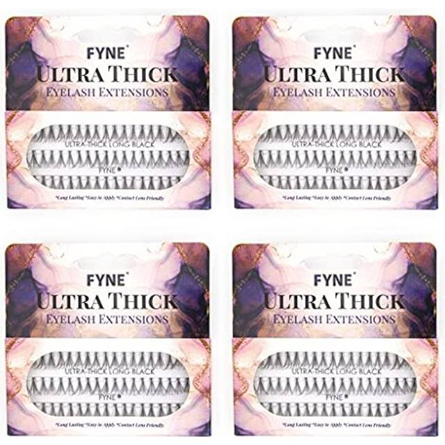 - Individual Eyelashes, Black [240 Pcs, Ultra Thick Long 12mm, Pack of 4] | Individual lashes, Eyelash Extensions, Natural Look | Volume Cluster