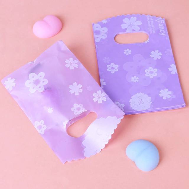 SHEIN 45pcs/Set Mini Plastic Gift Bags With Handle, Purple Flower Design, For Party, Jewelry & Gift Packaging, Back To School Valentine Day