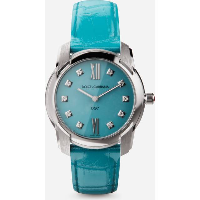 Dolce & Gabbana Dg7 Watch In Steel With Turquoise And Diamonds - Woman Watches Light Blue Onesize
