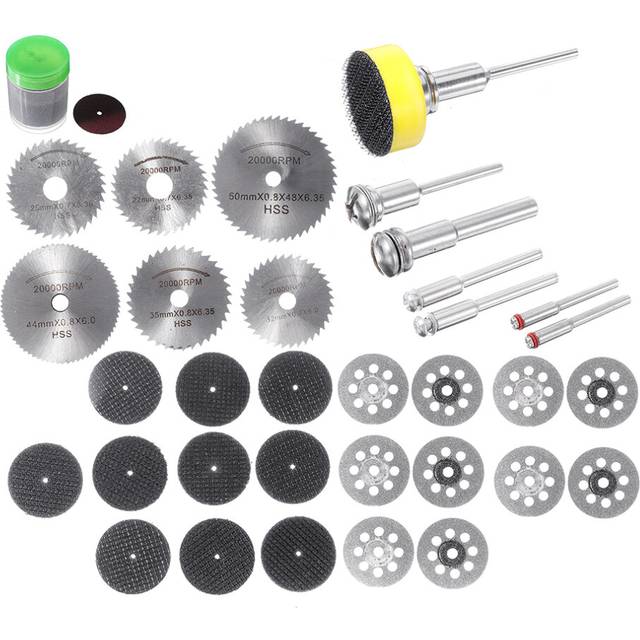 Drillpro 63pcs Diamond Cutting Disc Grinding Wheel Circular Saw Blade for Rotary Tool Wood Cutting Disc