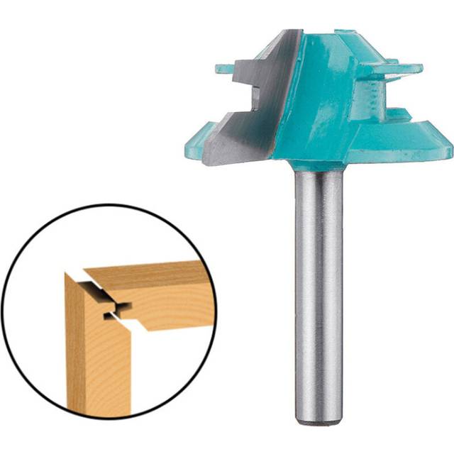 1/4 Inch Shank 45 Degree Lock Miter Router Bit 1-1/2 Inch Cutting Diameter Tenon Woodworking Cutter