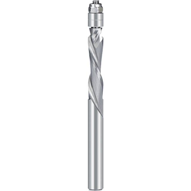 (6.35*28.57*76.2mm) 6.35/12.7mm Shank Double Guide Bearings Spiral Router Bits Carbide Trimming End Mill for CNC Woodworking Cutting Tool