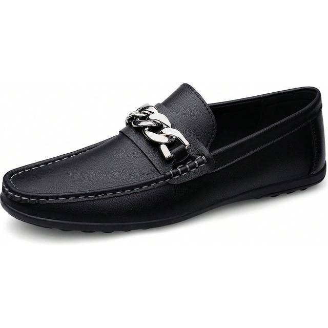 Herr Loafers Med Kedja Dekorationer , Enkel Körskor utan Snörning - Svart (EUR38,EUR39,EUR40,EUR41,EUR42,EUR43,EUR44,EUR45,EUR46,EUR47)