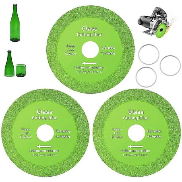 4.5in Glass Cutting Disc for Grinder,3pcs Diamond Cutting Disc,with Annular Ceramic Diamond Saw Bla