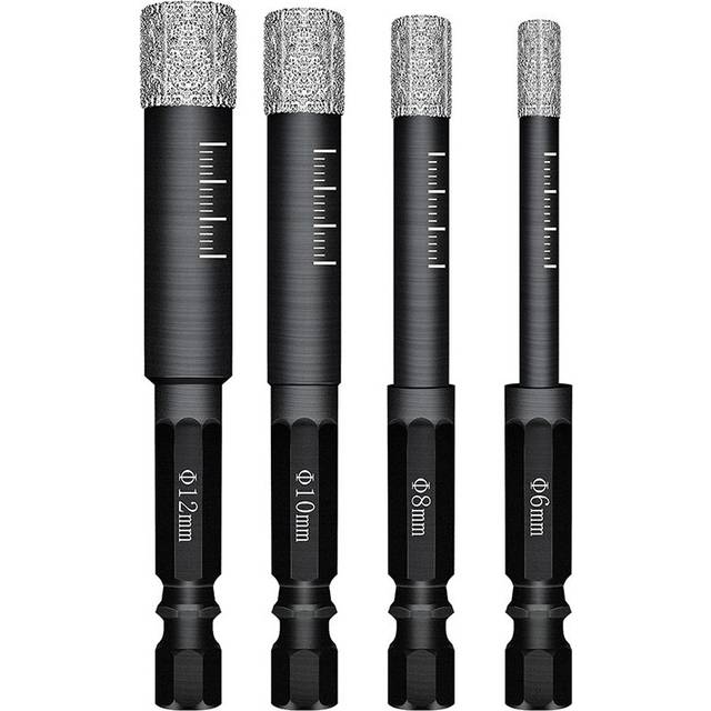 6/8/10/12mm Hex Handle Vacuum Brazed Diamond Dry Drill Bits Hole Saw Cutter For Granite Marble Ceramic Tile Glass