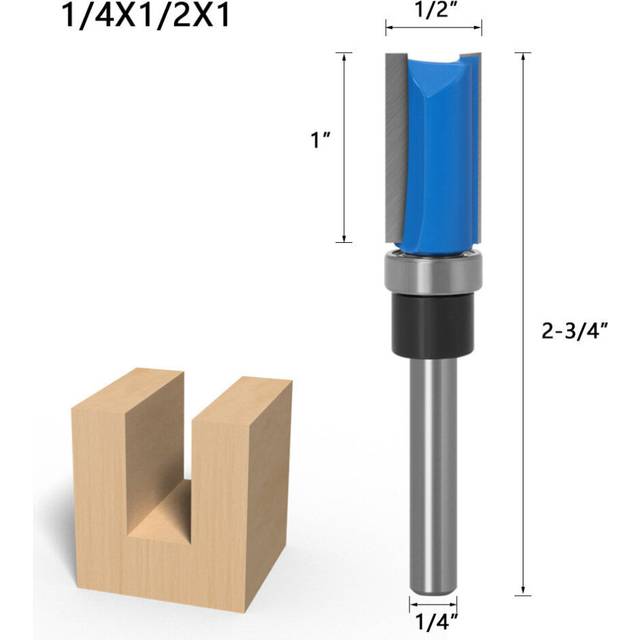 (1/4*1/2*25) 1/4inch/6mm Shank Flush Trim Router Bit Pattern Bit Top Bottom Bearing Blade Template Wood Milling Cutter Carpenter